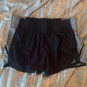 BCG Black and Gray Women's Running Shorts with back zipper pocket